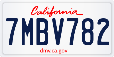 CA license plate 7MBV782