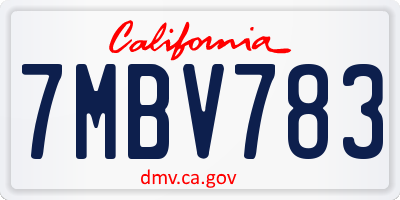 CA license plate 7MBV783