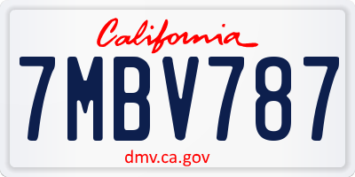CA license plate 7MBV787