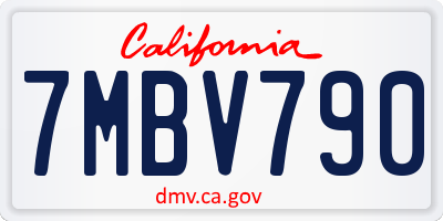 CA license plate 7MBV790
