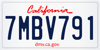 CA license plate 7MBV791