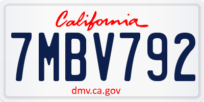 CA license plate 7MBV792