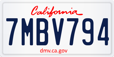 CA license plate 7MBV794