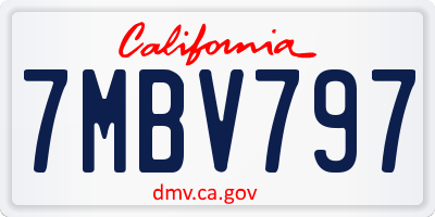 CA license plate 7MBV797