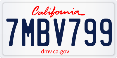 CA license plate 7MBV799