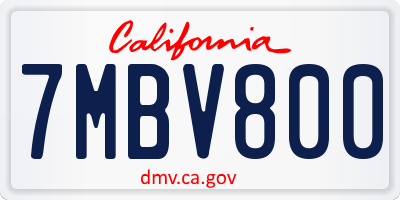 CA license plate 7MBV800