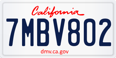 CA license plate 7MBV802
