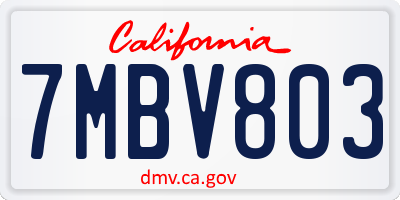 CA license plate 7MBV803