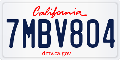 CA license plate 7MBV804