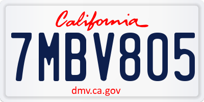 CA license plate 7MBV805