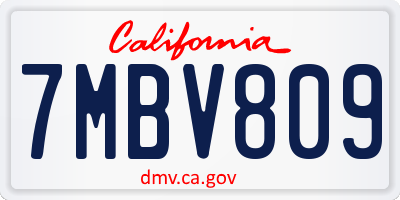 CA license plate 7MBV809