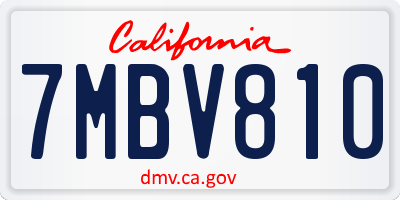 CA license plate 7MBV810