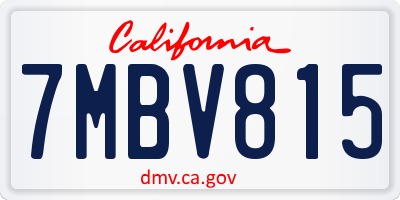 CA license plate 7MBV815