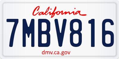 CA license plate 7MBV816