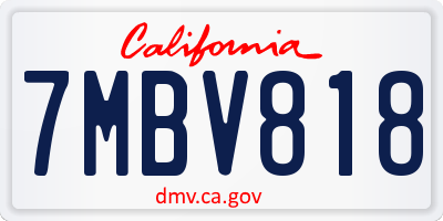 CA license plate 7MBV818