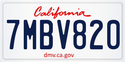 CA license plate 7MBV820