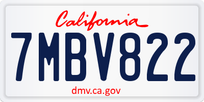 CA license plate 7MBV822