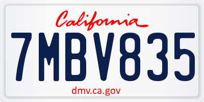 CA license plate 7MBV835