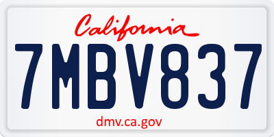CA license plate 7MBV837