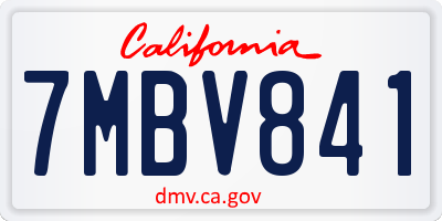CA license plate 7MBV841