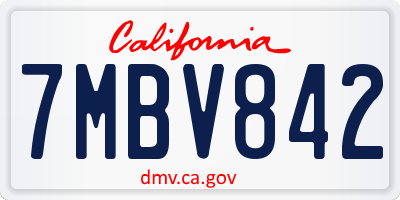 CA license plate 7MBV842