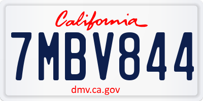 CA license plate 7MBV844