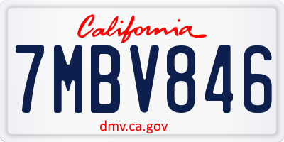 CA license plate 7MBV846