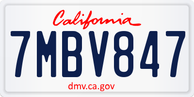 CA license plate 7MBV847