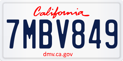 CA license plate 7MBV849