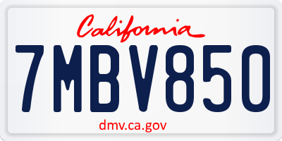 CA license plate 7MBV850