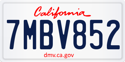 CA license plate 7MBV852
