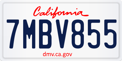 CA license plate 7MBV855