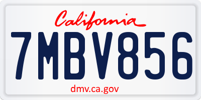 CA license plate 7MBV856