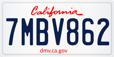 CA license plate 7MBV862