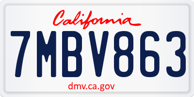 CA license plate 7MBV863