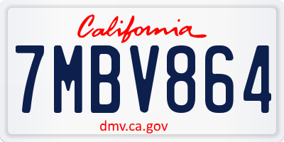 CA license plate 7MBV864