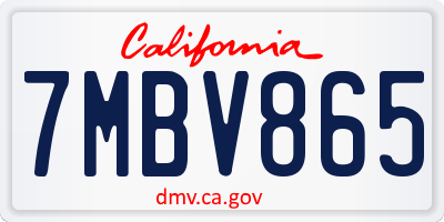 CA license plate 7MBV865