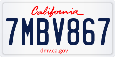 CA license plate 7MBV867