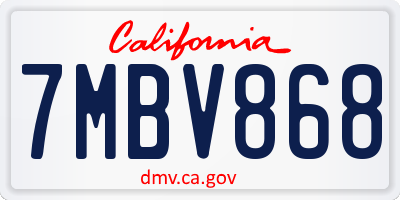 CA license plate 7MBV868