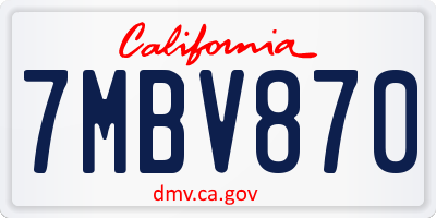 CA license plate 7MBV870