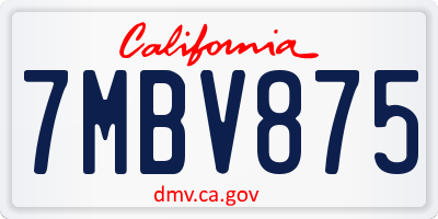 CA license plate 7MBV875