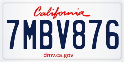 CA license plate 7MBV876