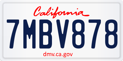 CA license plate 7MBV878