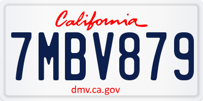 CA license plate 7MBV879