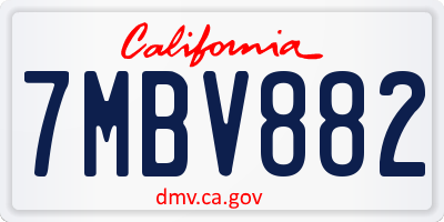 CA license plate 7MBV882