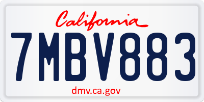 CA license plate 7MBV883