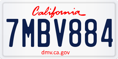 CA license plate 7MBV884