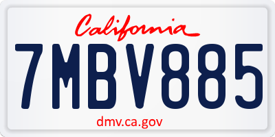 CA license plate 7MBV885