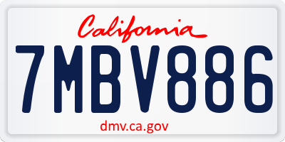 CA license plate 7MBV886