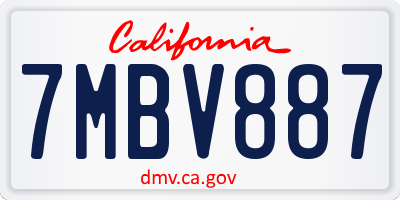 CA license plate 7MBV887